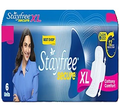 Stafree Secure Cottony Soft Cover Sanitary Napkin with Wings (XL) 6 Pads